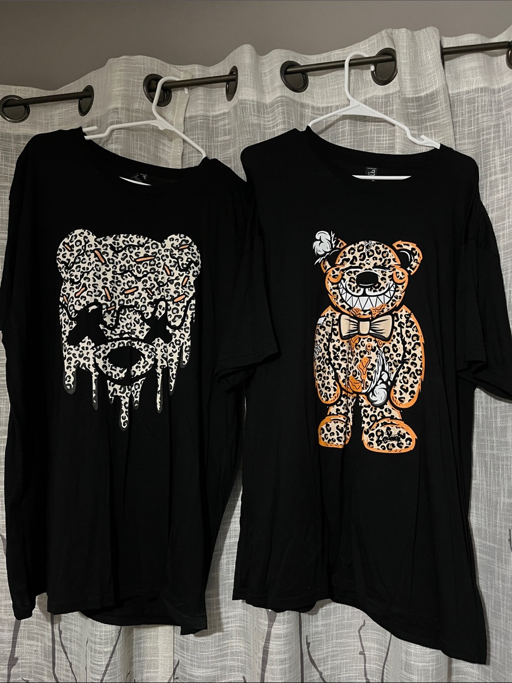 Mens Black Leopard Honey Pot Grunge Bear &Edgy Leopard Bear Graphic Tee